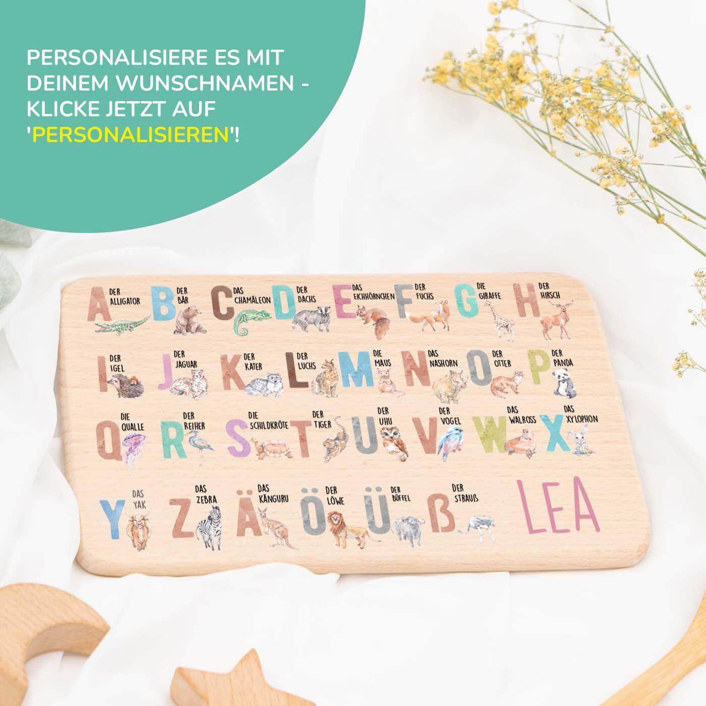 Personalisiertes Frühstücksbrettchen ABC