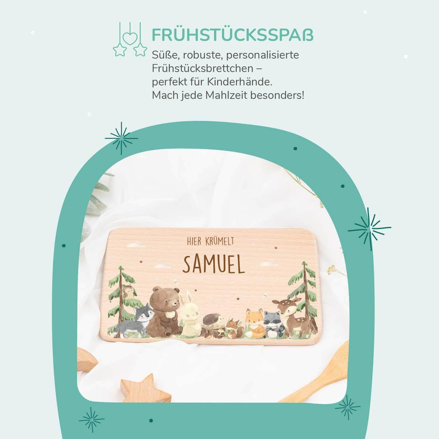 Personalisiertes Frühstücksbrettchen Waldtiere
