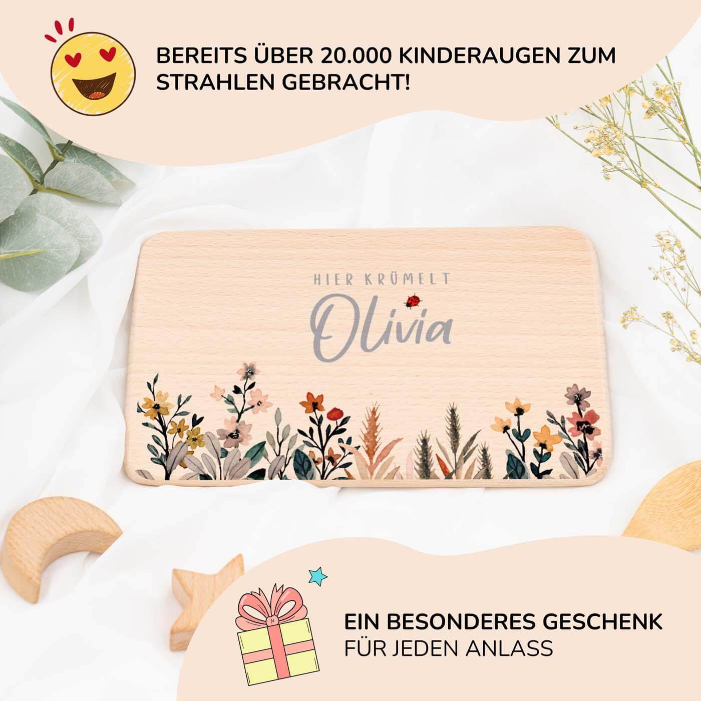 personalisiertes geschenk frühstücksbrettchen mit blumen design