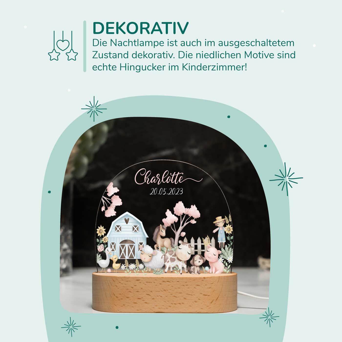 hochwertige nachtlampe mit bauernhof personalisiert