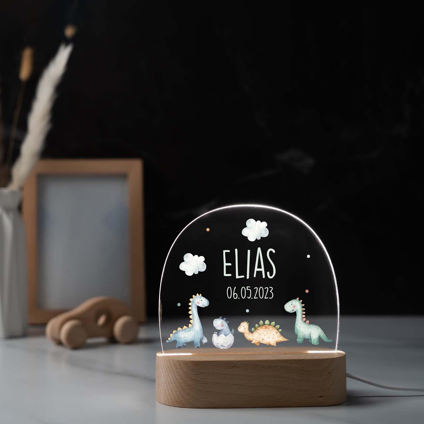Personalisierte Nachtlampe für Kinder - Baby-Dinos