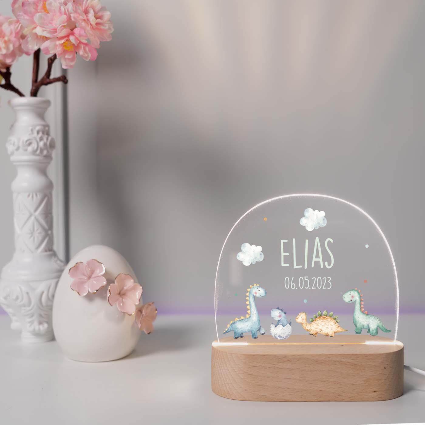 Personalisierte Nachtlampe für Kinder - Baby-Dinos