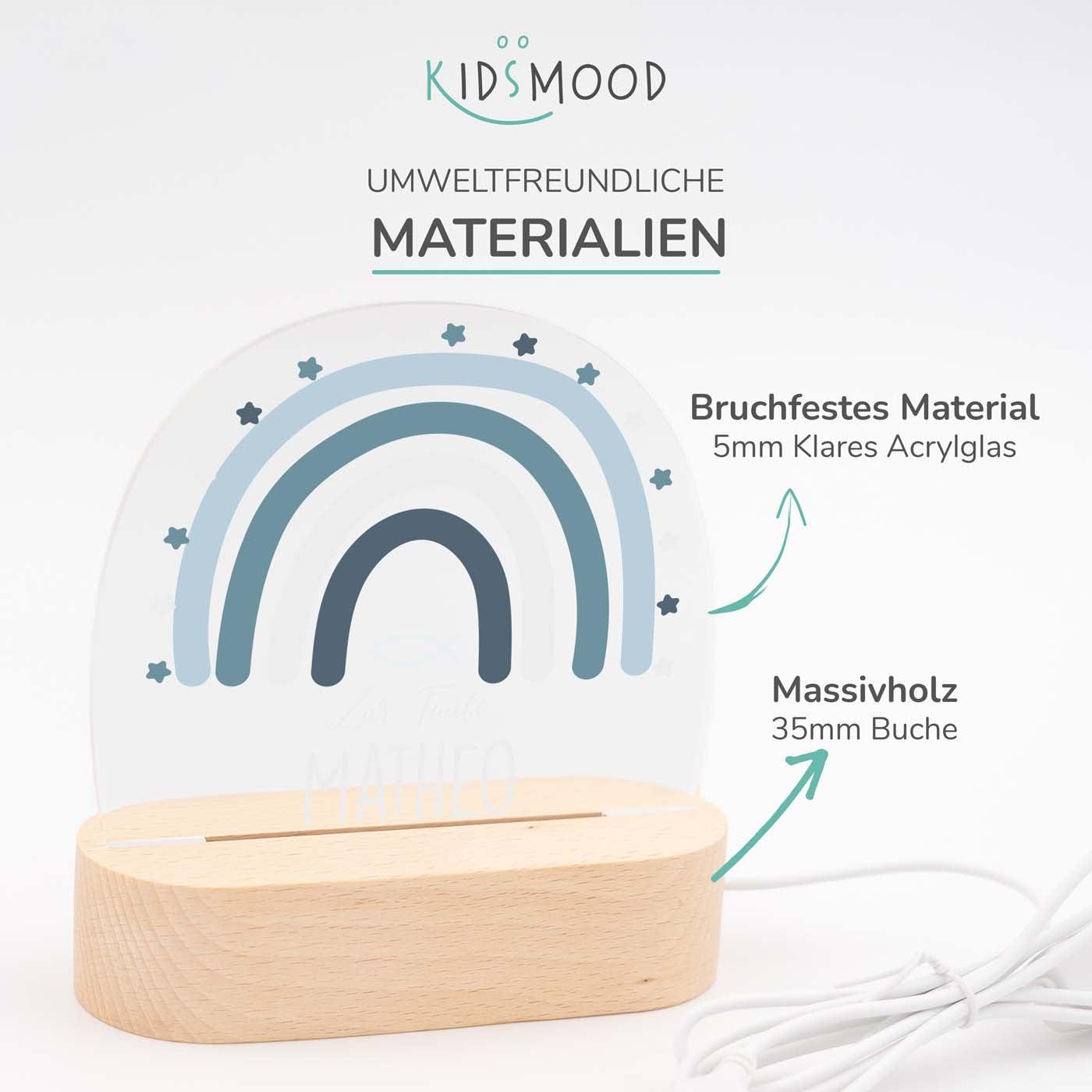 Personalisierte Nachtlampe für Kinder - Regenbogen Tauffisch