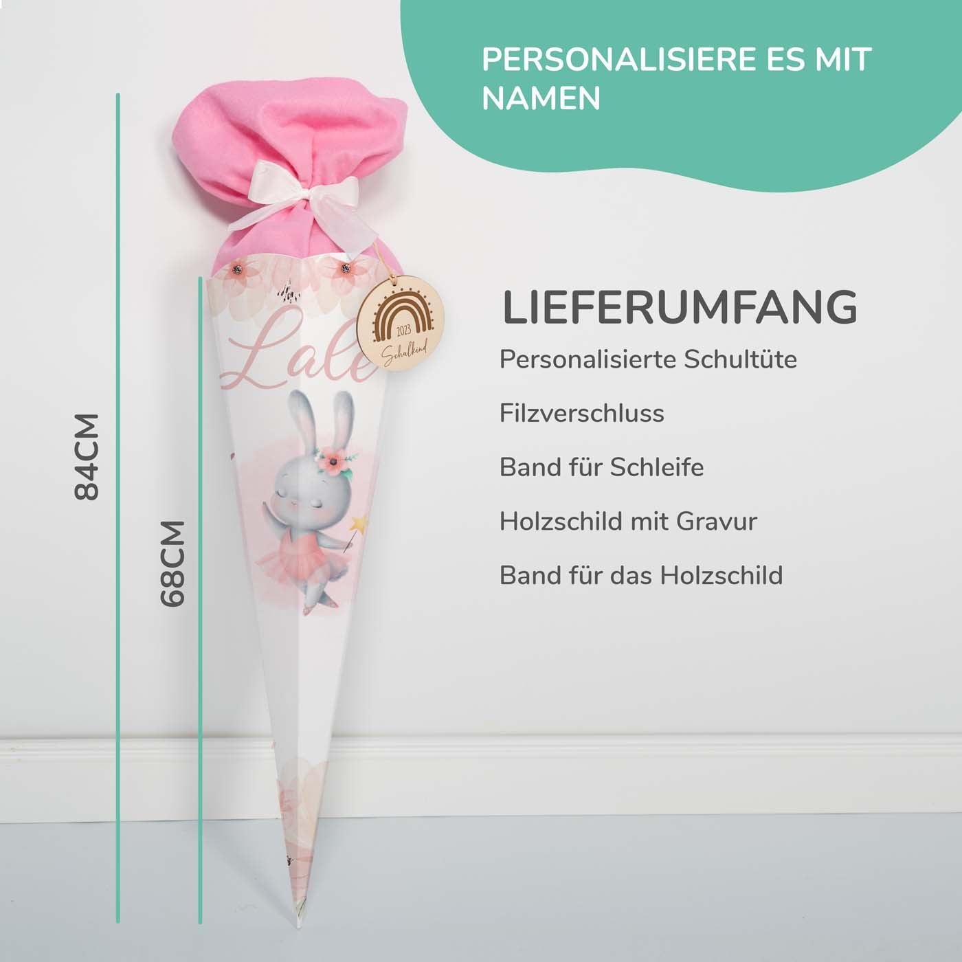 Personalisierte Schultüte mit Namen - Hase