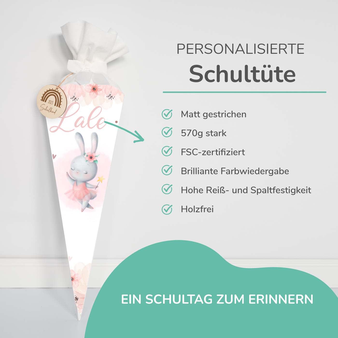 Personalisierte Schultüte mit Namen - Hase