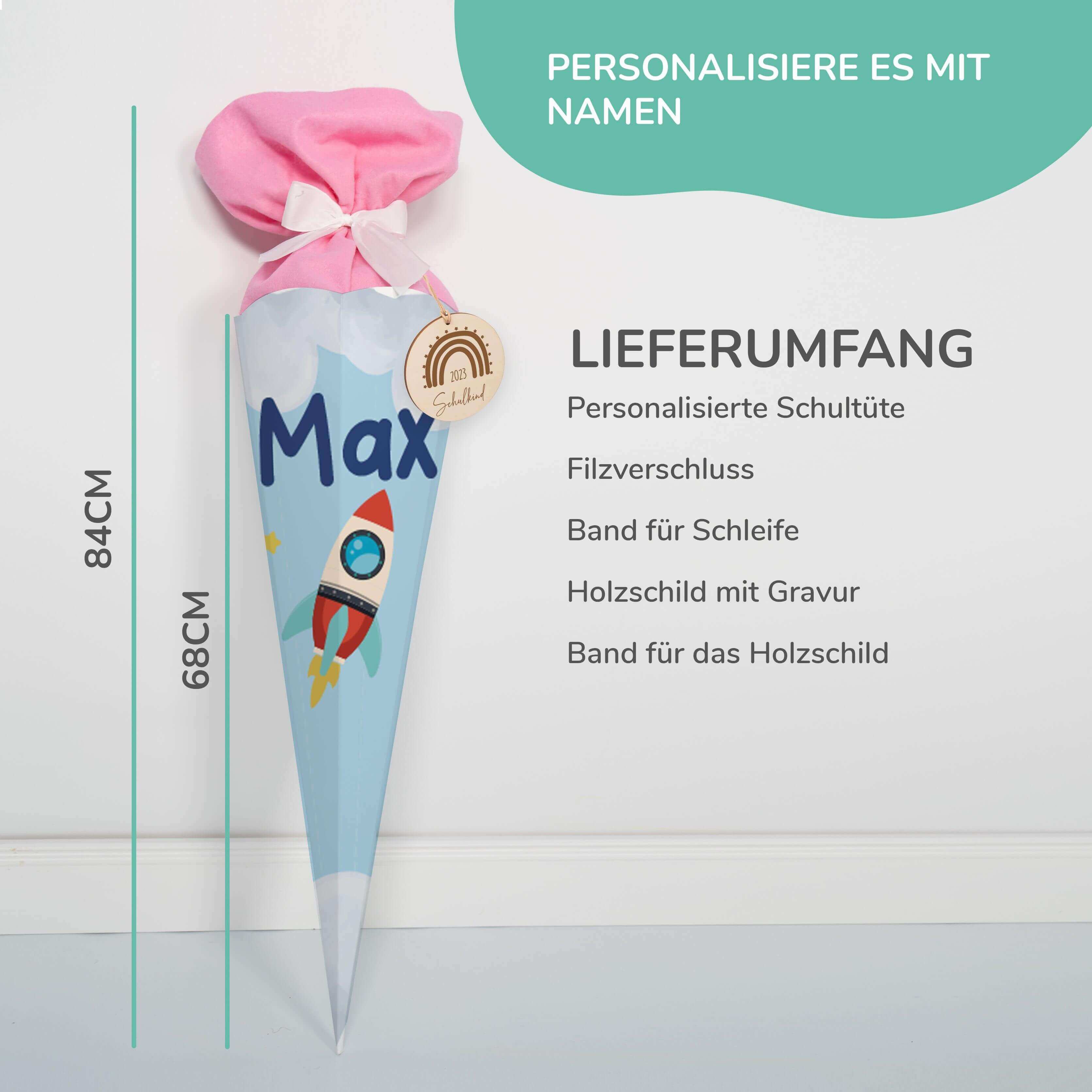 Personalisierte Schultüte mit Namen - Weltall