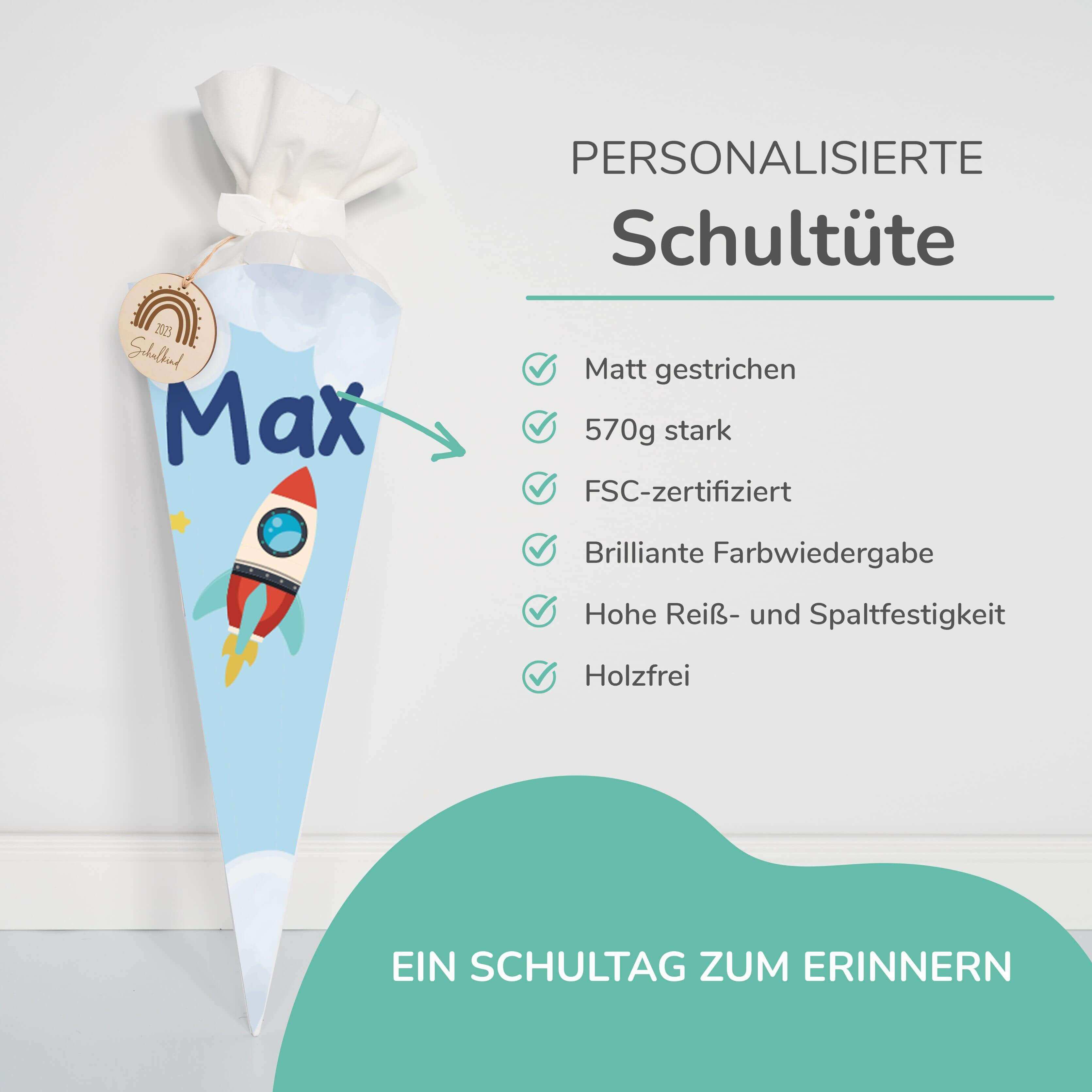 Personalisierte Schultüte mit Namen - Weltall