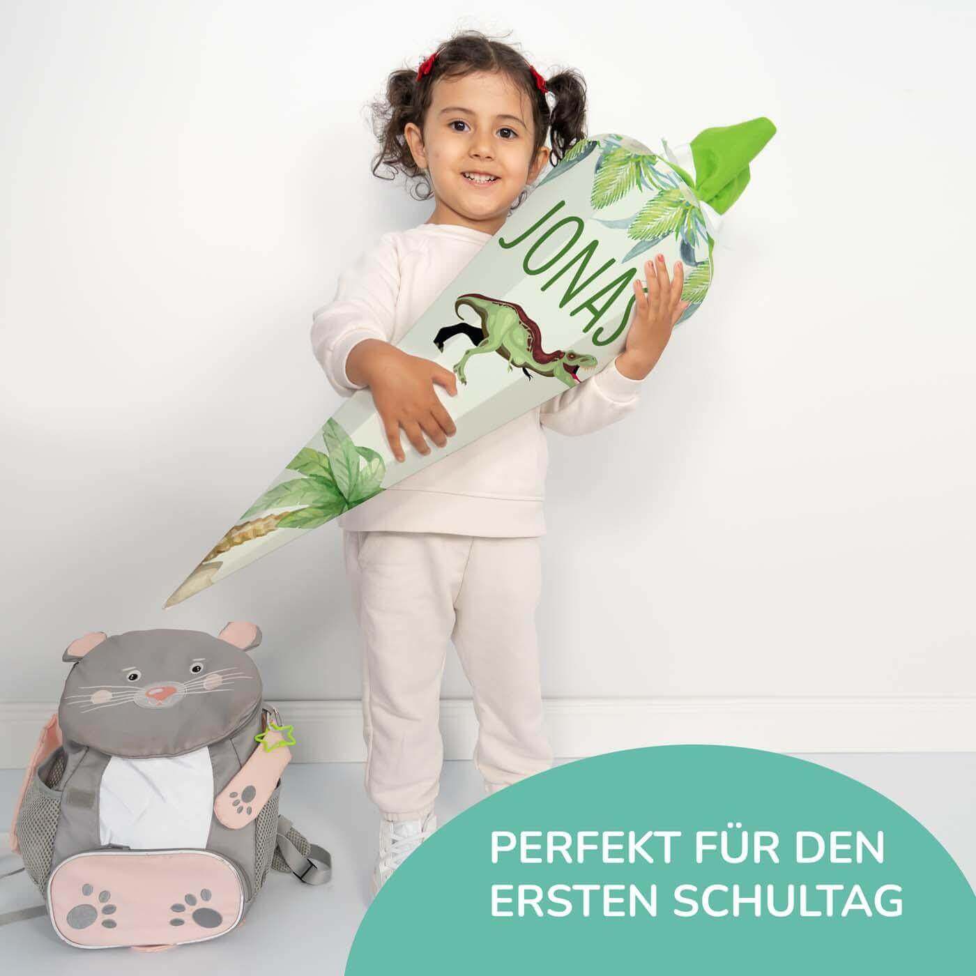 Personalisierte Schultüte mit Namen - Dino
