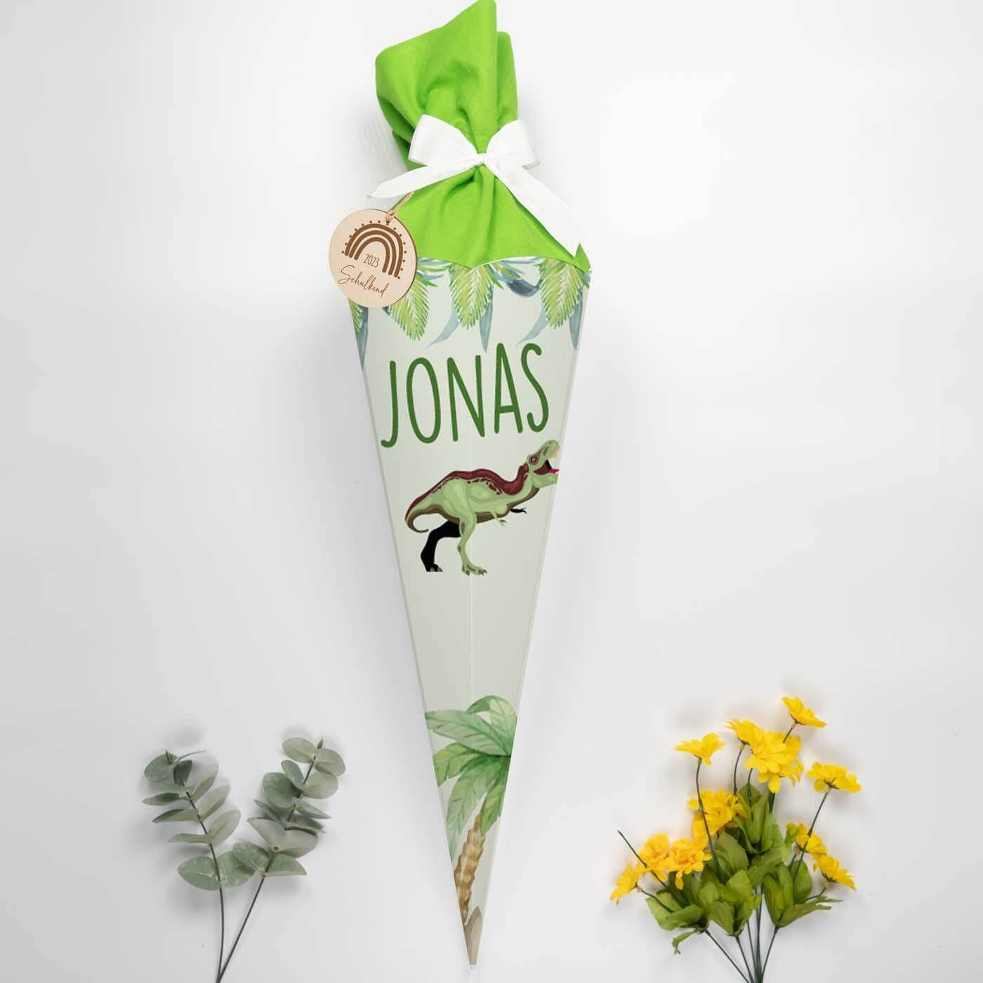 Personalisierte Schultüte mit Namen - Dino