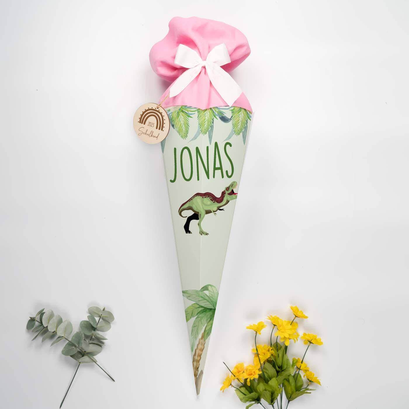 Personalisierte Schultüte mit Namen - Dino