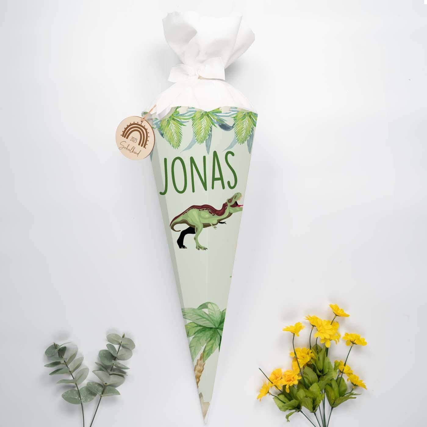 Personalisierte Schultüte mit Namen - Dino