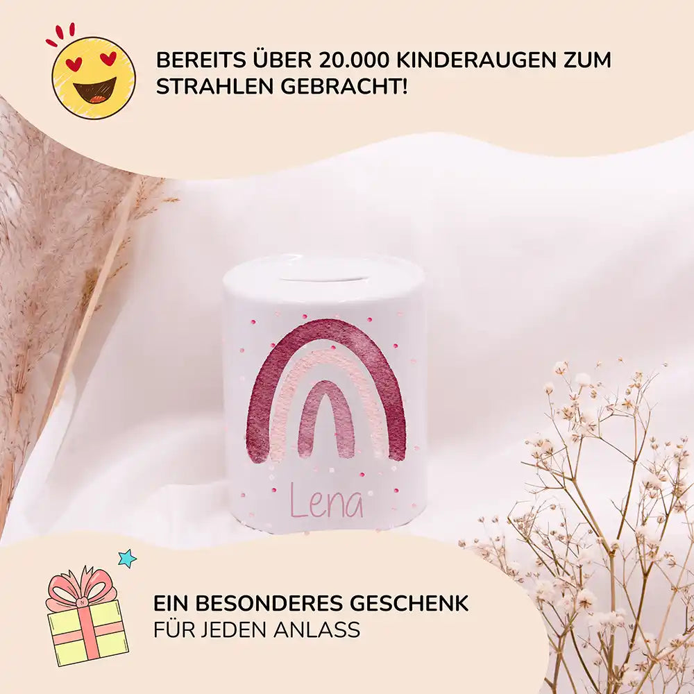 Spardose Kinder aus Keramik - Regenbogen