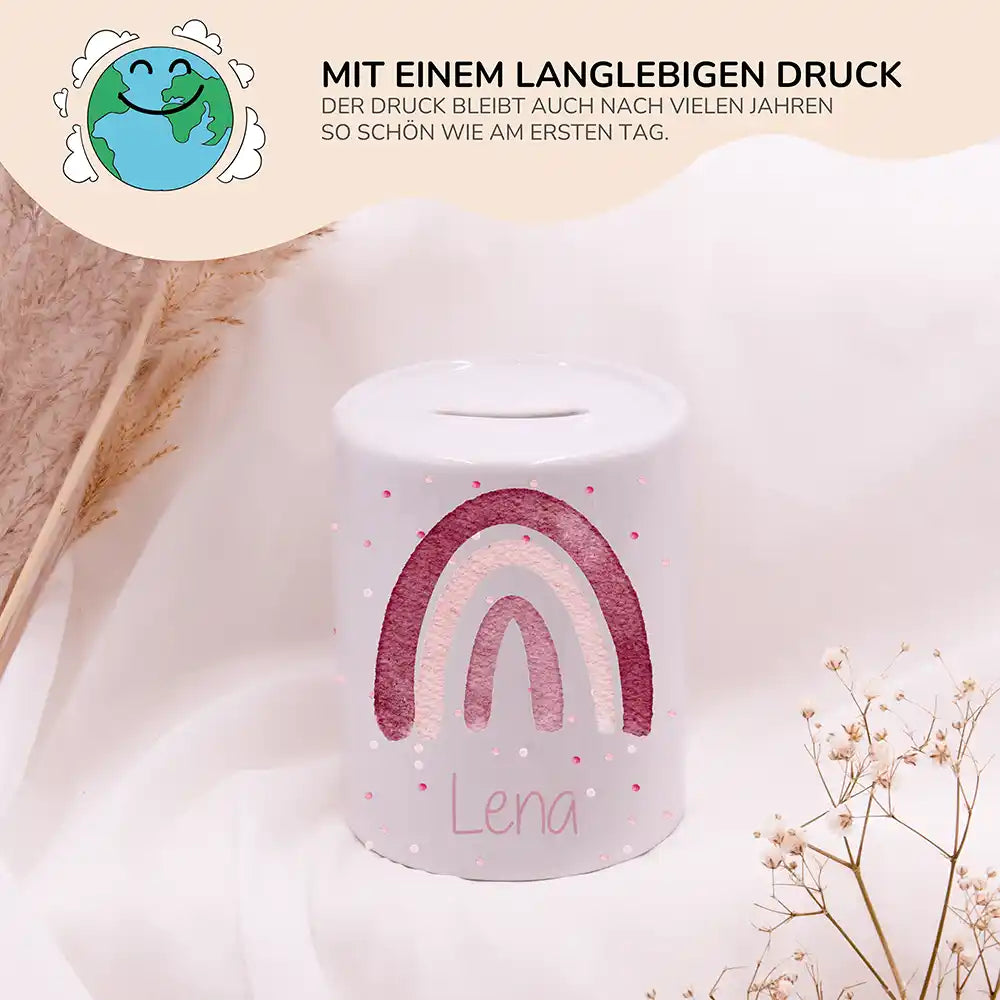 Spardose Kinder aus Keramik - Regenbogen