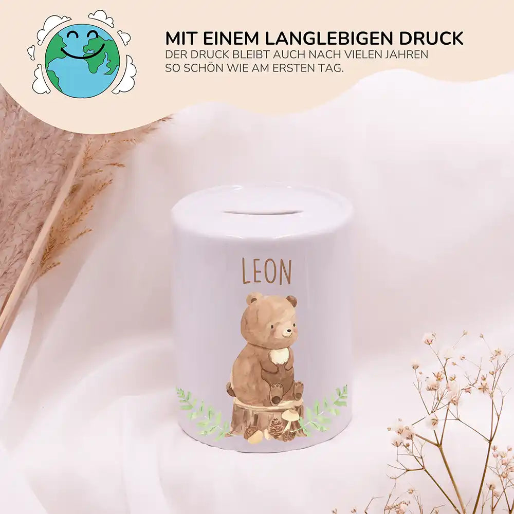 Spardose Kinder aus Keramik - Bär Waldtiere