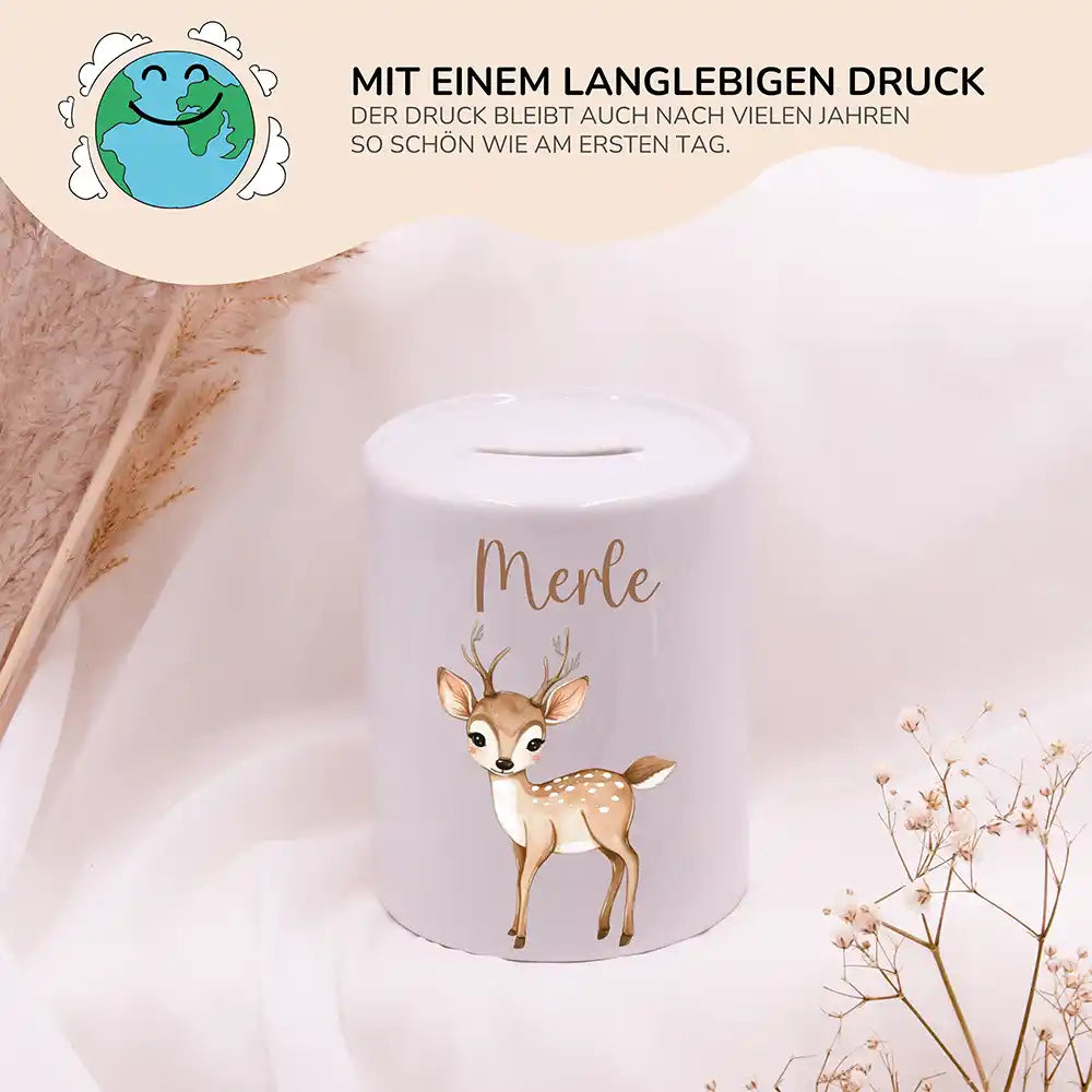 Spardose Kinder aus Keramik - Niedliches Reh