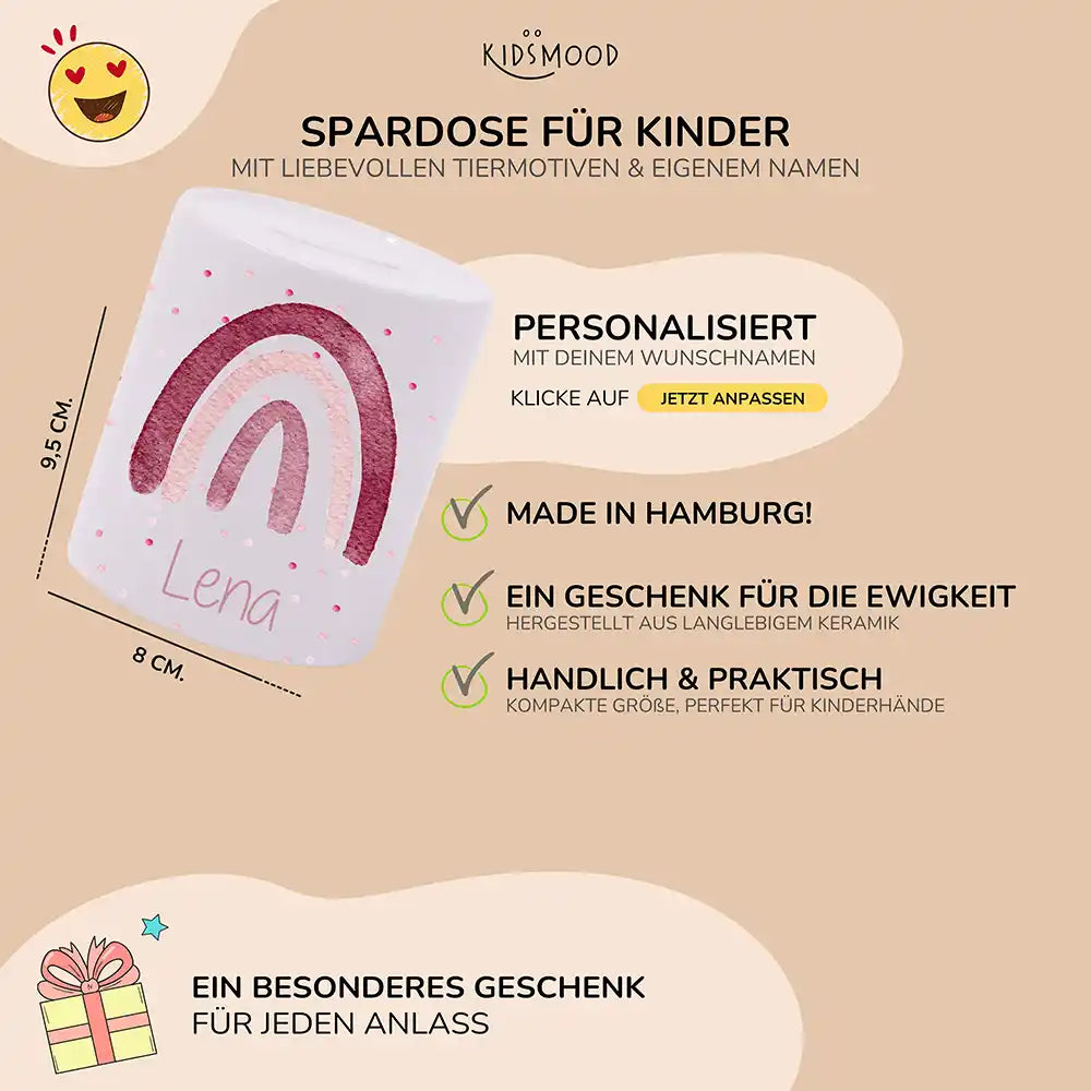 Spardose Kinder aus Keramik - Regenbogen