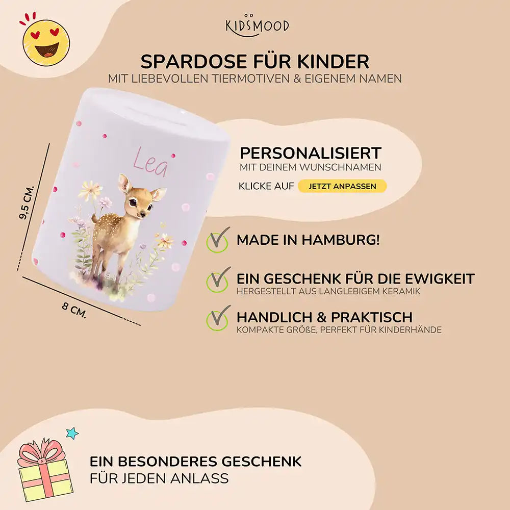 Spardose Kinder aus Keramik - Reh