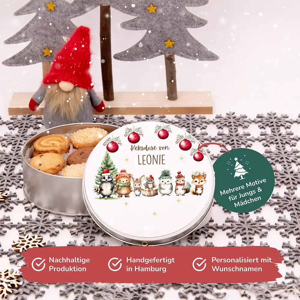 Keksdose aus Metal personalisiert - Schneeflöckchen