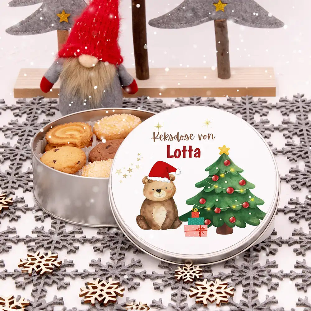 Keksdose aus Metal personalisiert - Weihnachtsbär