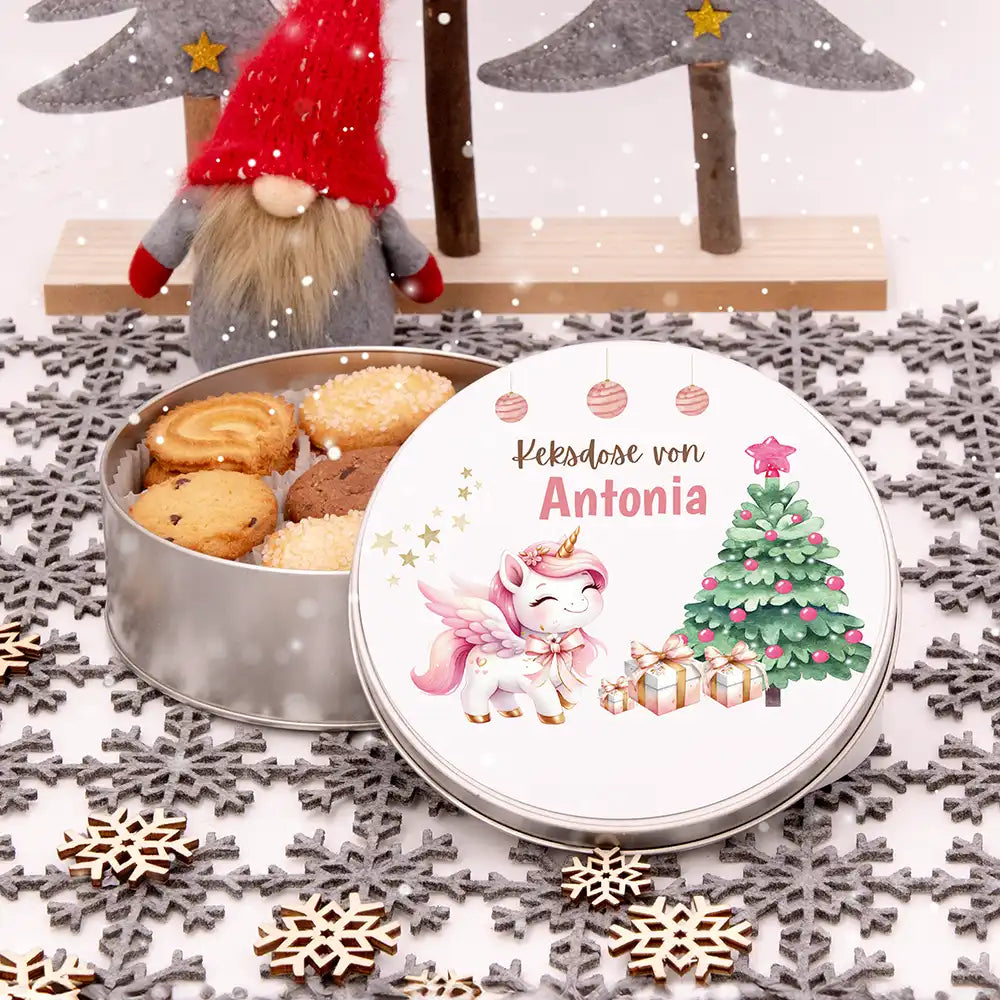 Keksdose aus Metal personalisiert - Einhorn