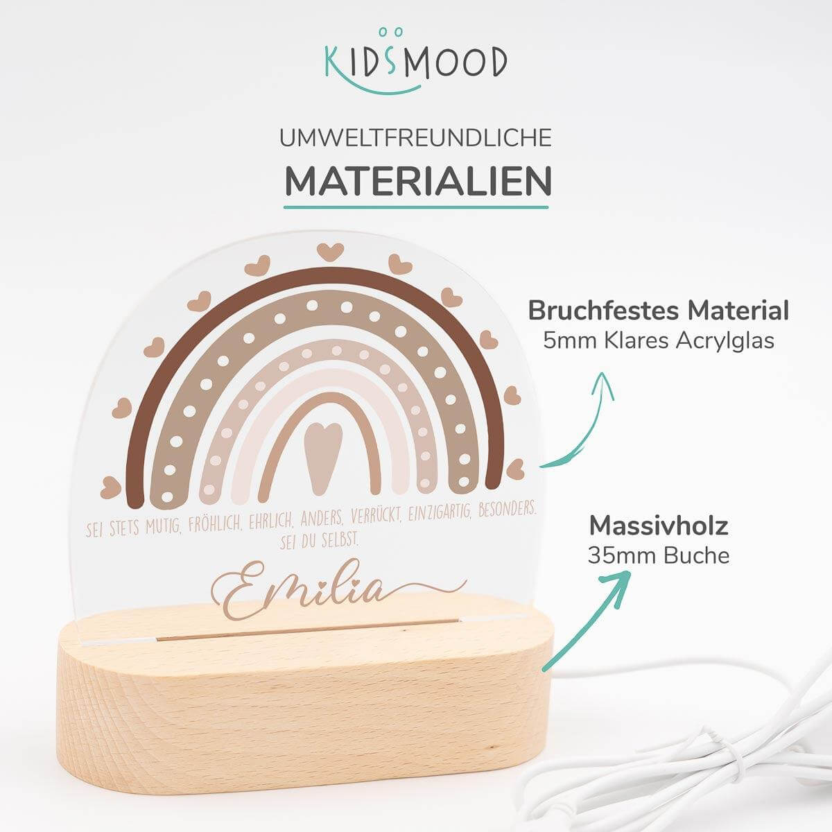 Personalisierte Nachtlampe für Kinder Regenbogen
