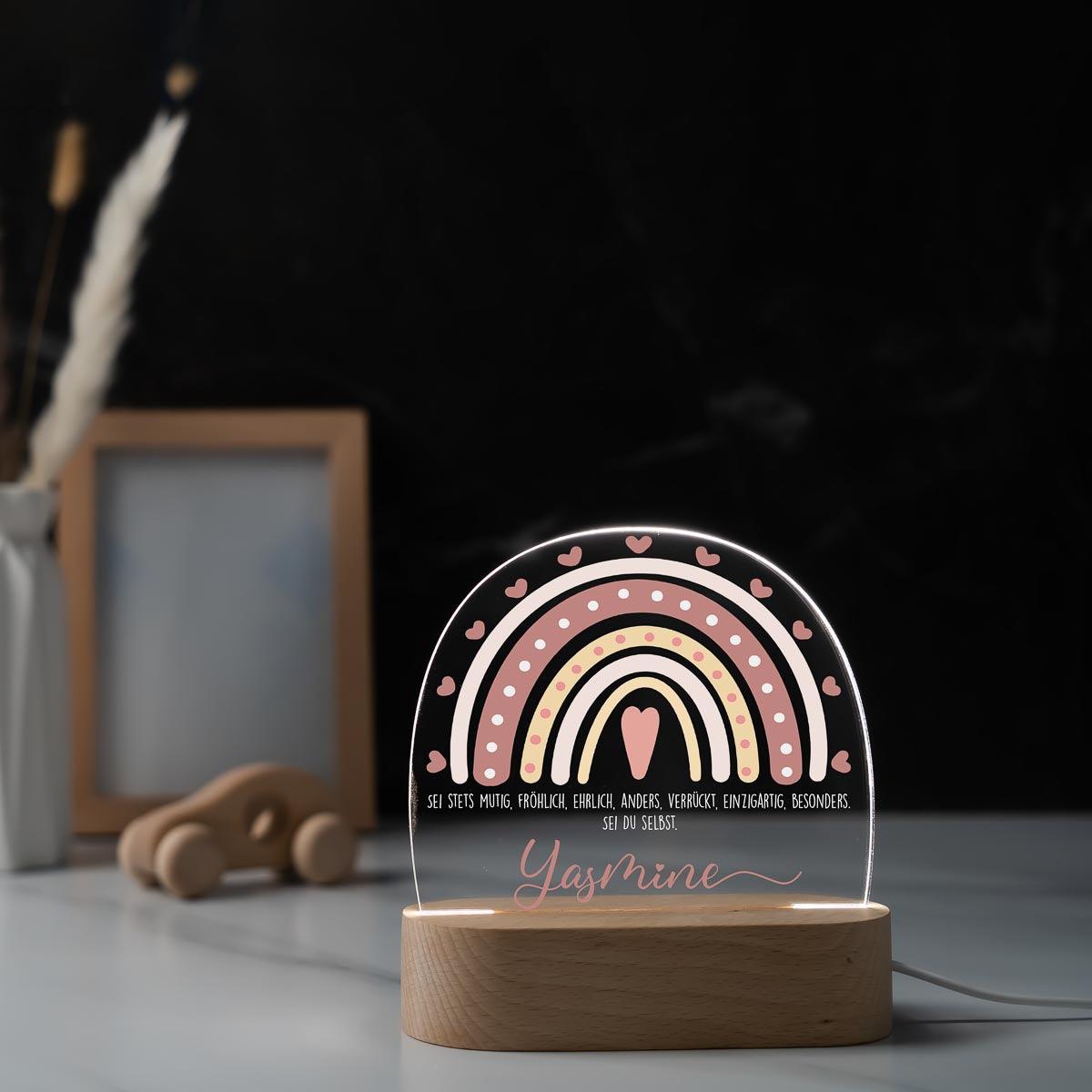 Personalisierte Nachtlampe für Kinder Regenbogen