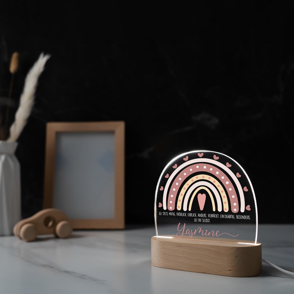 Personalisierte Nachtlampe für Kinder Regenbogen