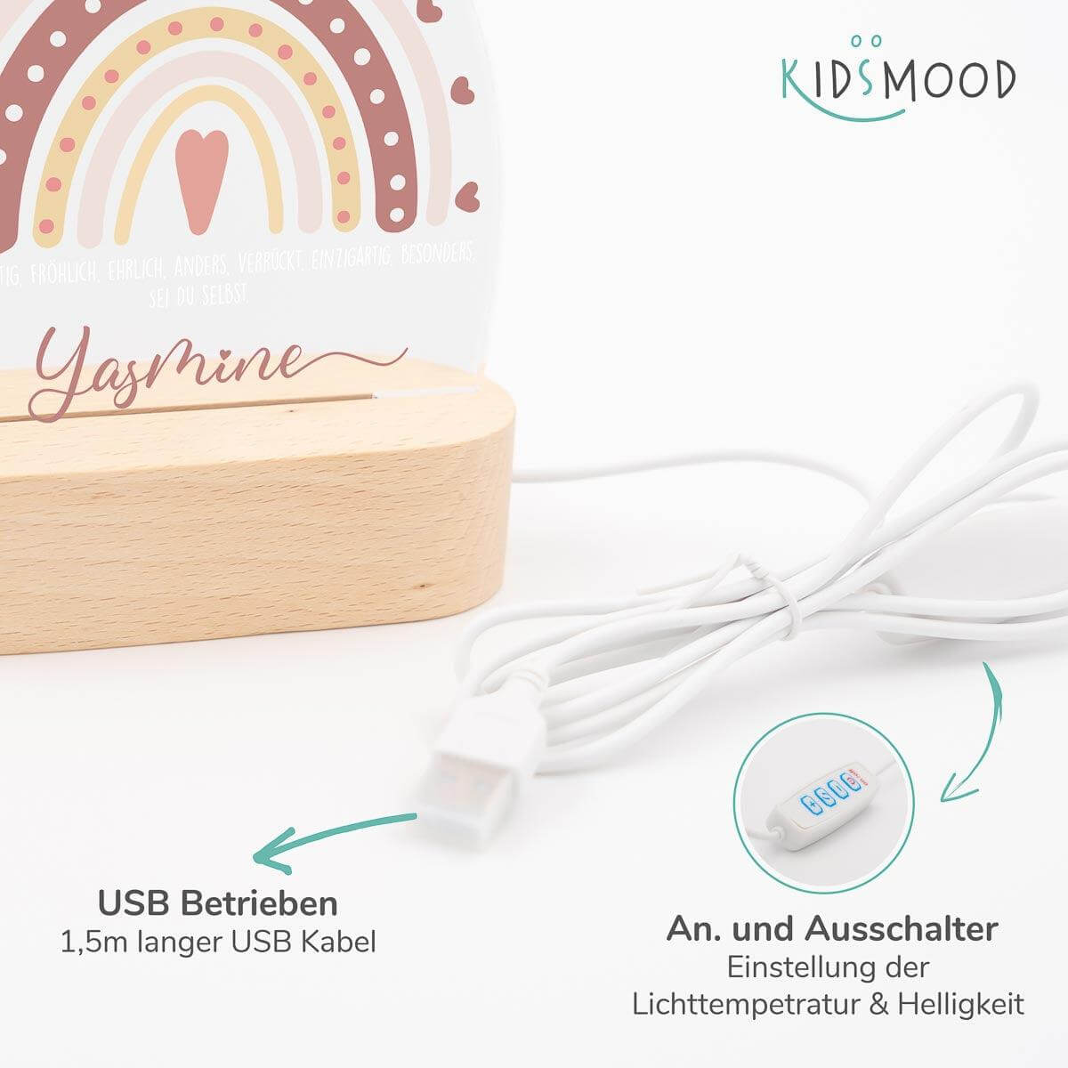 night lamp with regenbogen motif for children