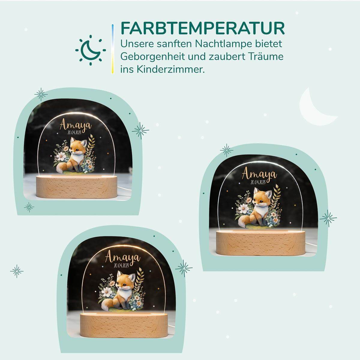 custom night lamp with fox design