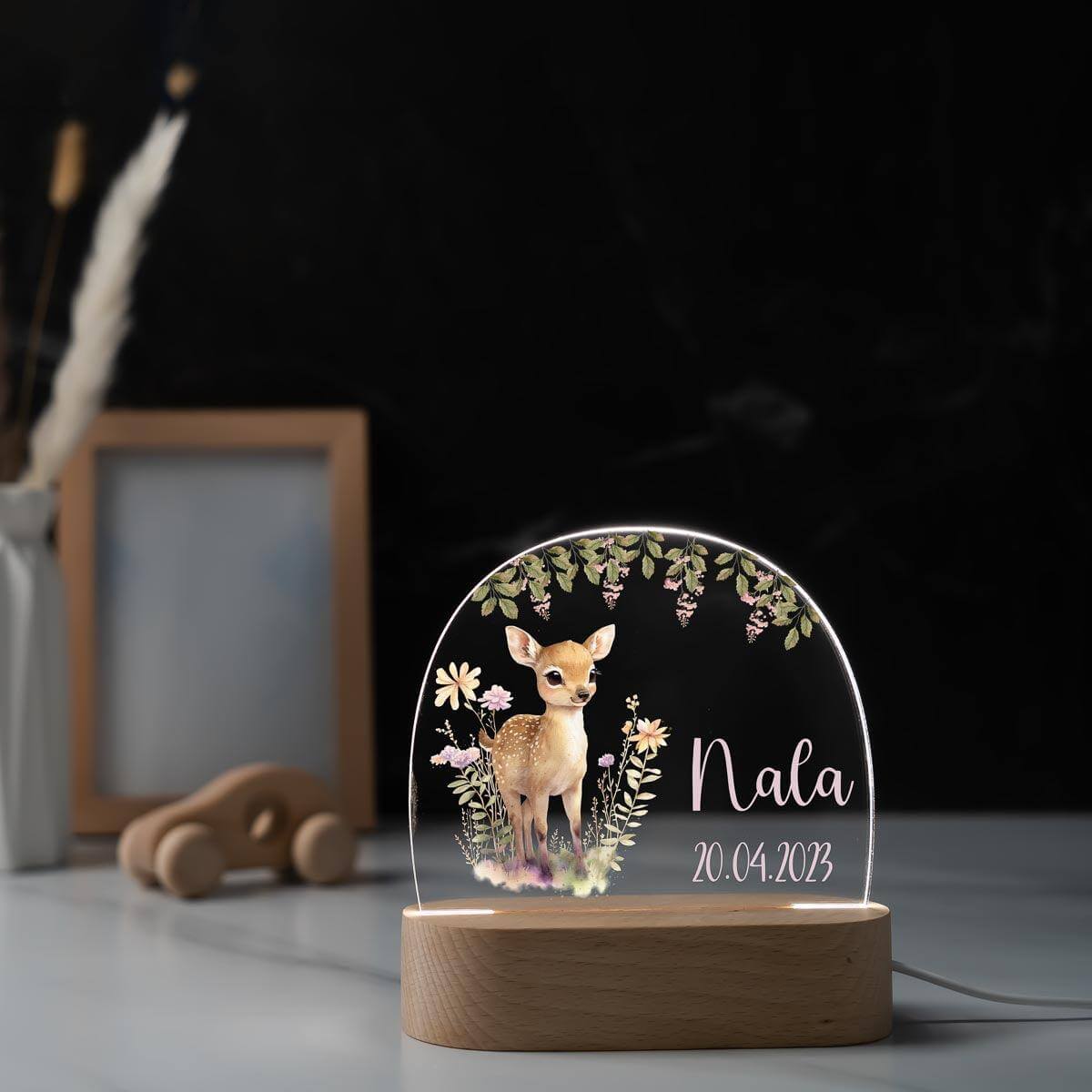 Personalisierte Nachtlampe für Kinder Reh