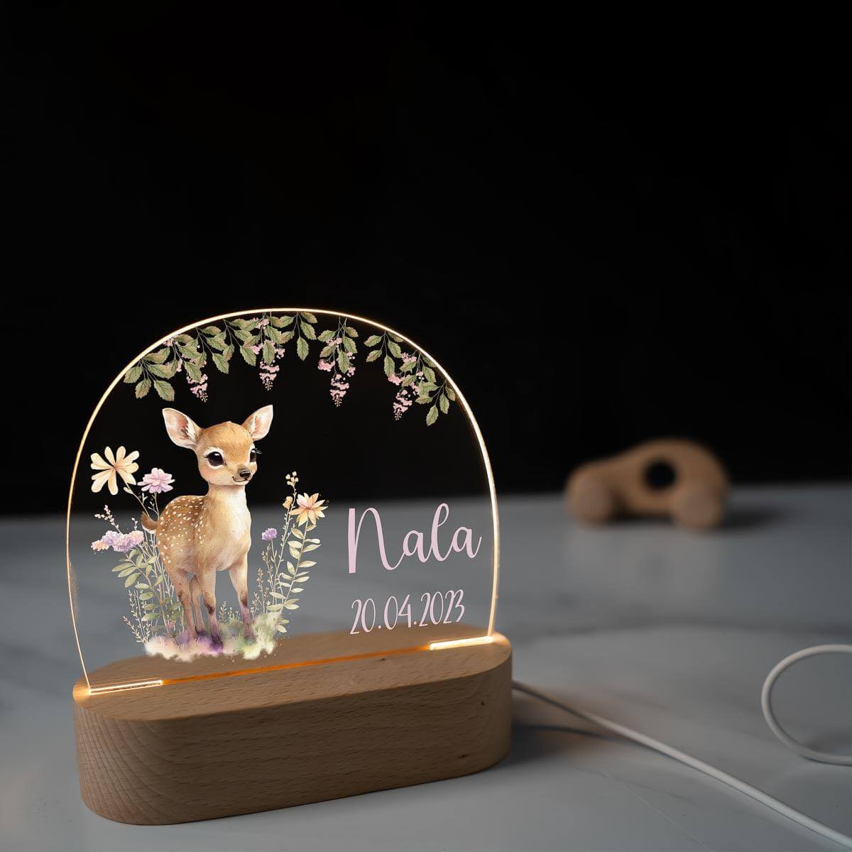 Personalisierte Nachtlampe für Kinder Reh