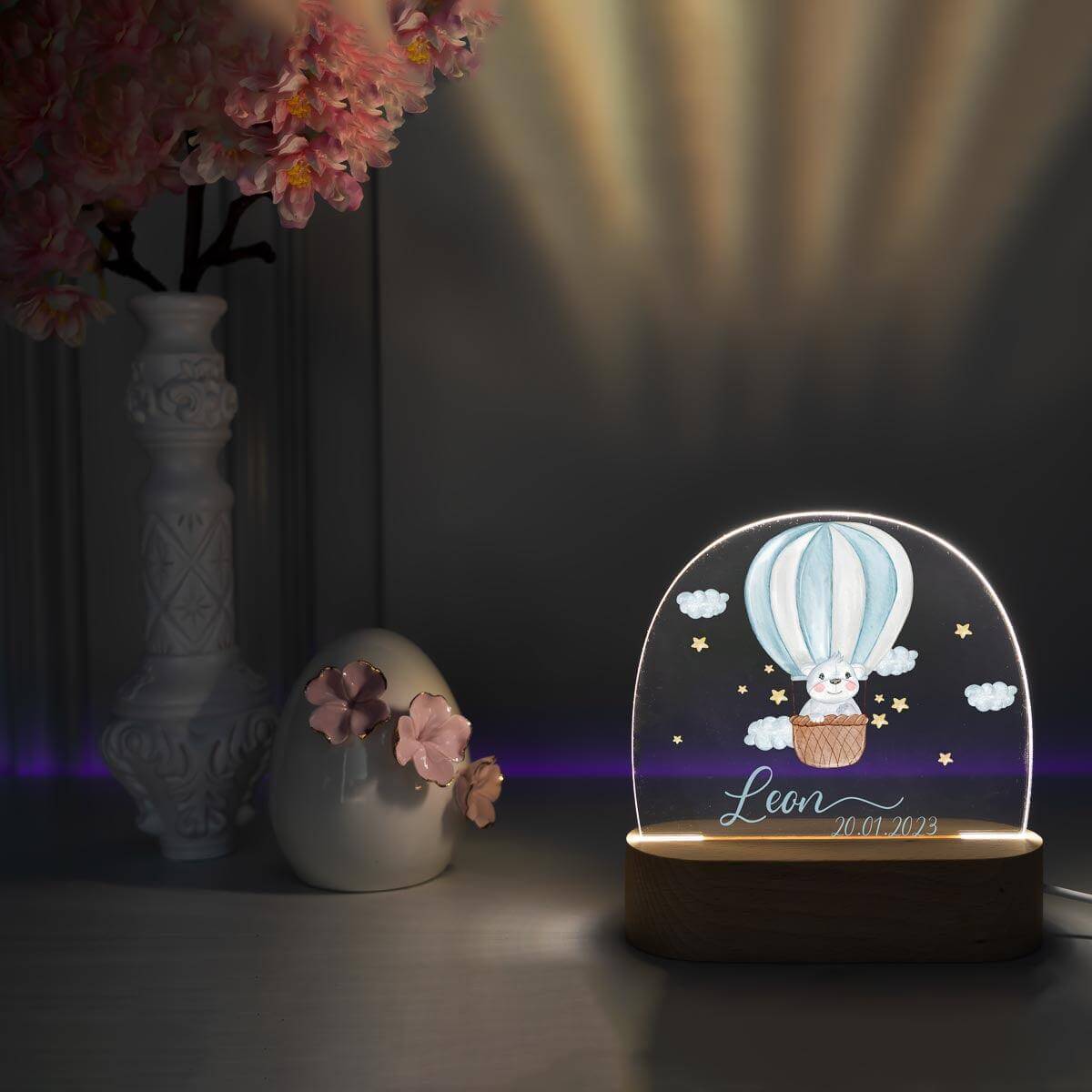 night lamp with balloon design and personalized name