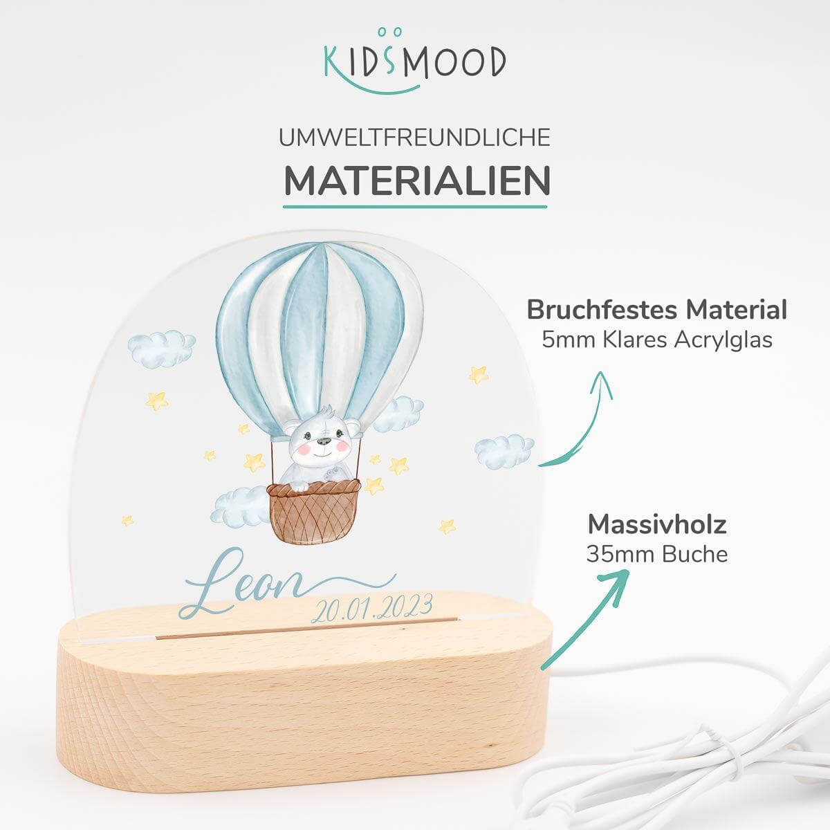 Personalisierte Nachtlampe für Kinder Balloon
