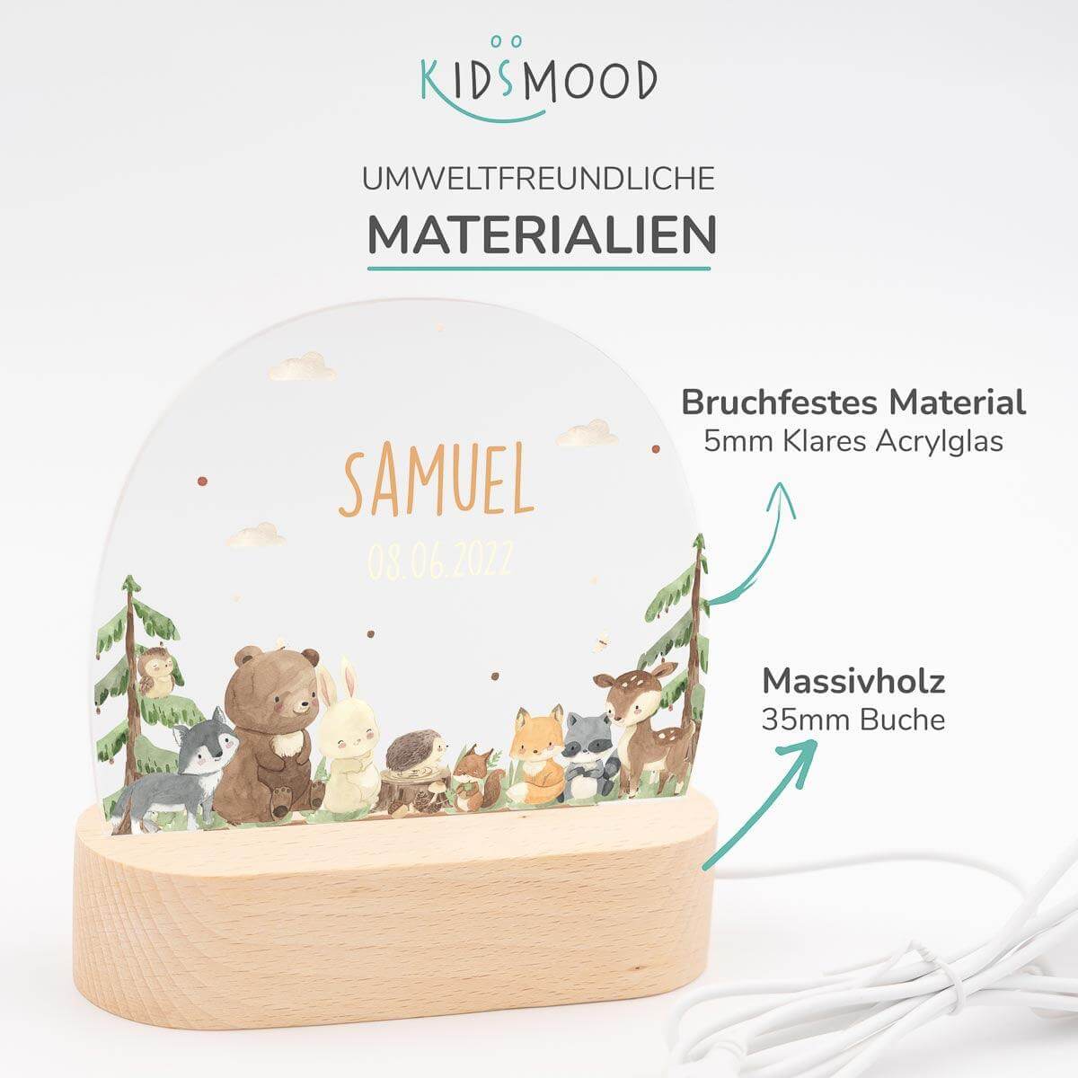 custom night lamp with forest animals design