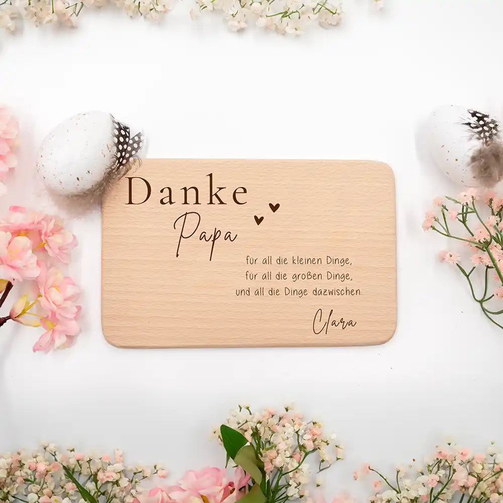 Frühstücksbrettchen Holz Danke Papa mit Gravur - Geschenk Vatertag