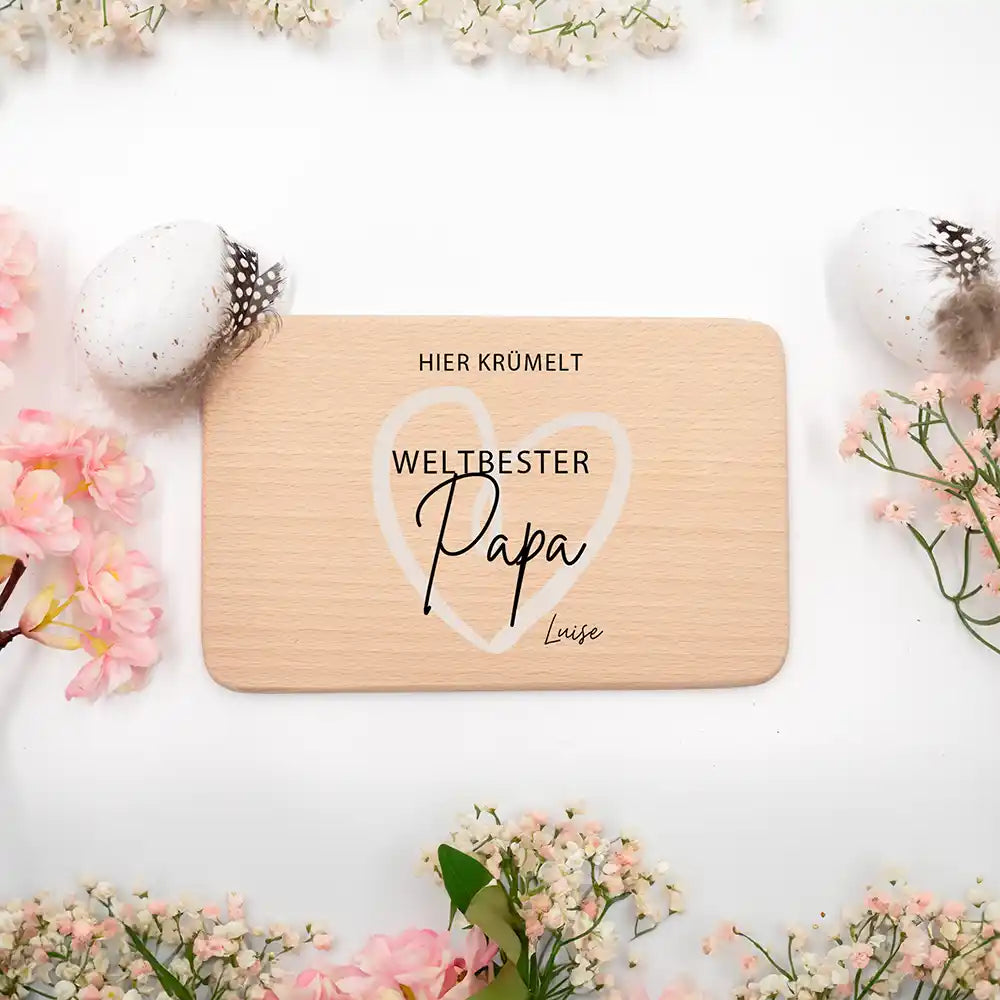 Frühstücksbrettchen Holz Weltbester Papa mit Gravur - Geschenk Vatertag