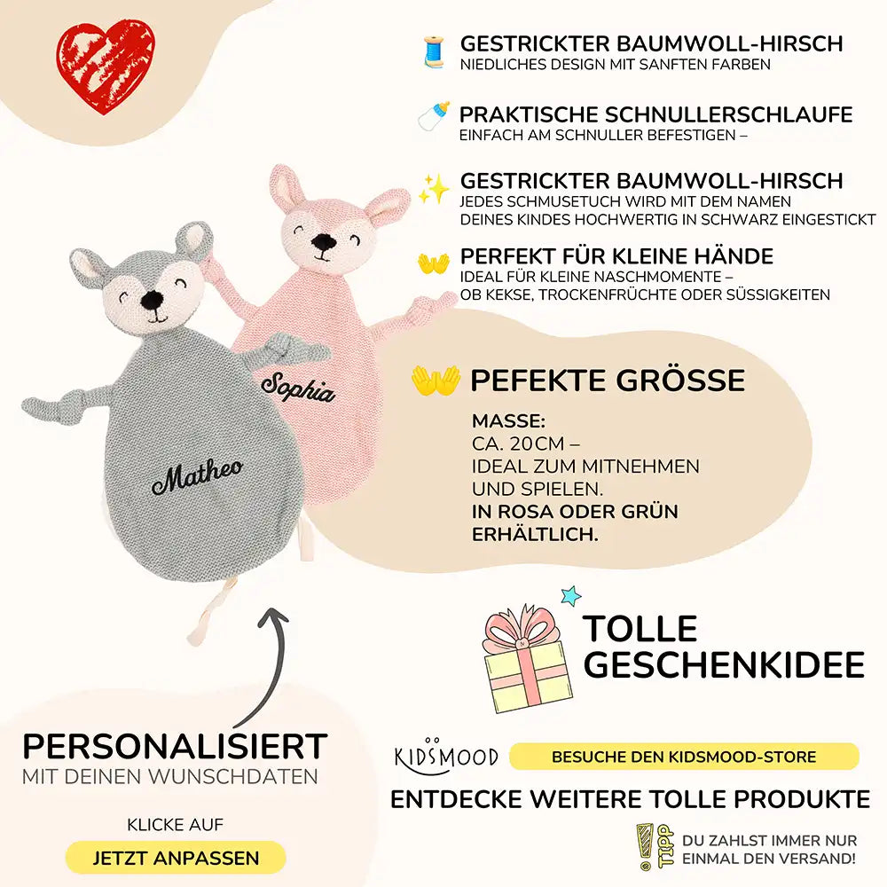 Schnuffeltuch personalisiert mit Namen JOLLEIN - Mädchen & Jungen