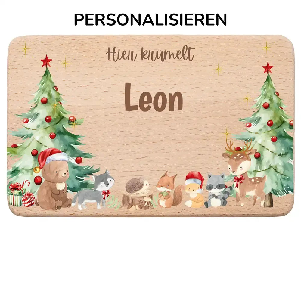 Frühstücksbrettchen Weihnachten - Niedliche Waldtiere