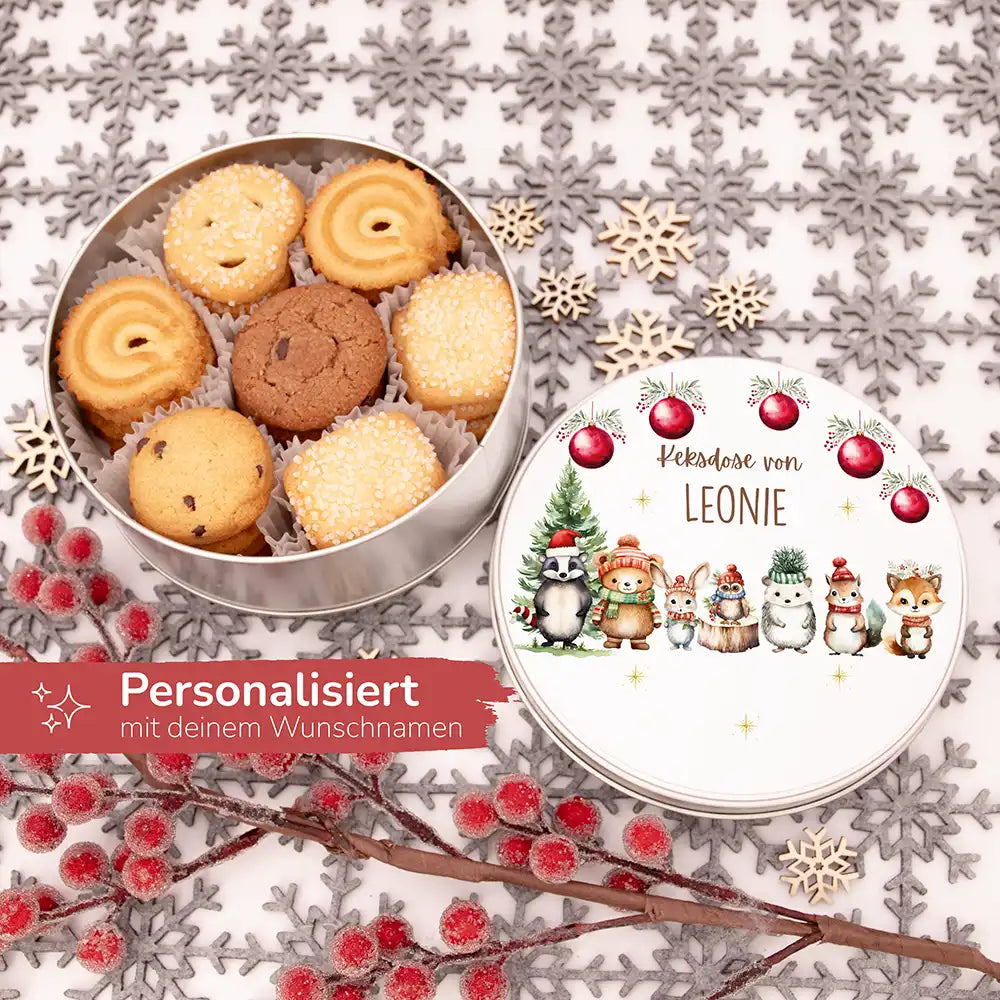 Keksdose aus Metal personalisiert - Schneeflöckchen