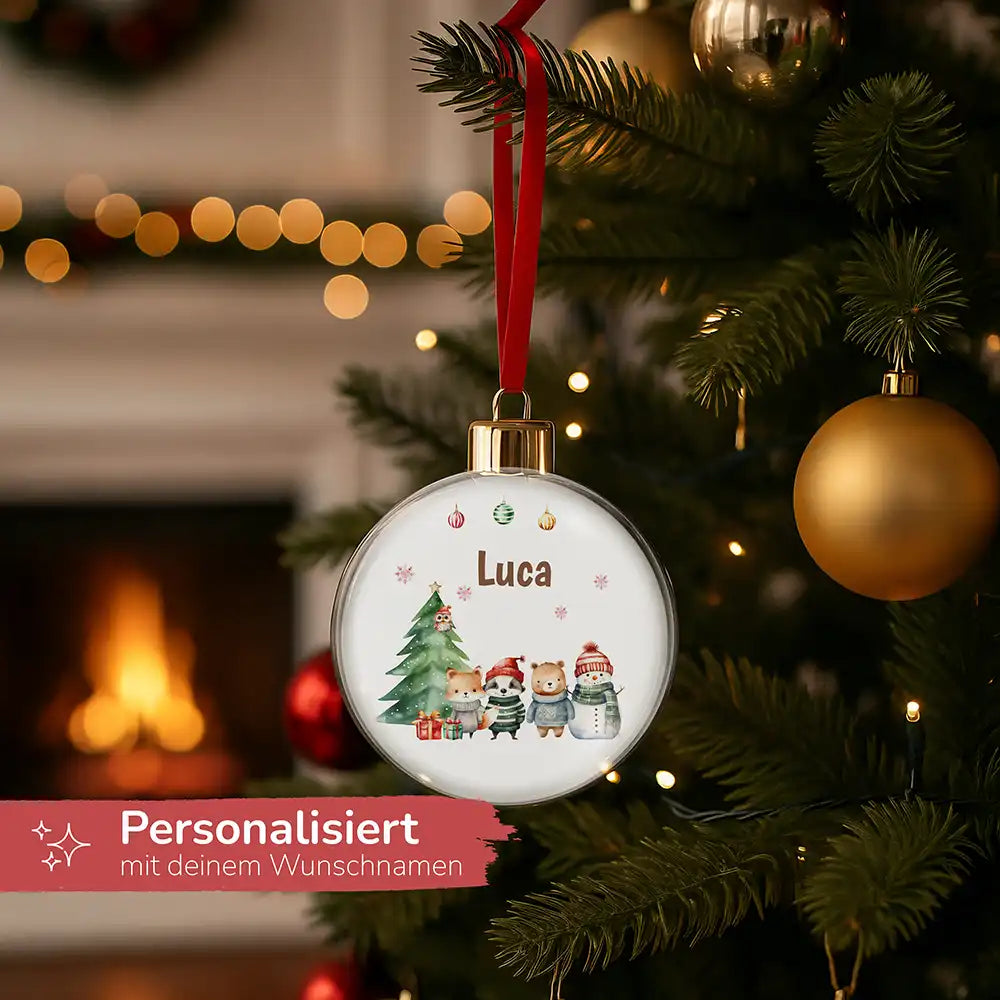 Weihnachtskugel personalisiert mit Namen - Waldzauber