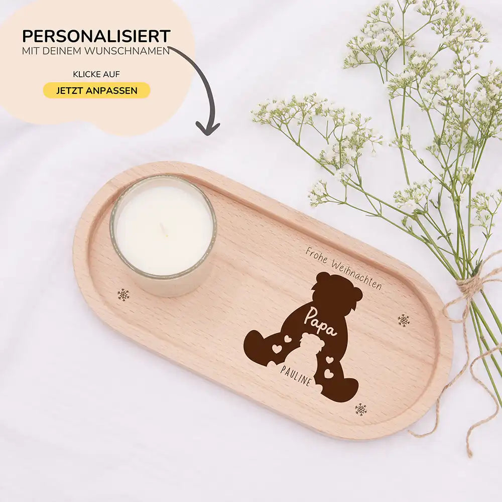 Holz-Serviertablett Papa-Weihnachtsgeschenk - Papa Bär