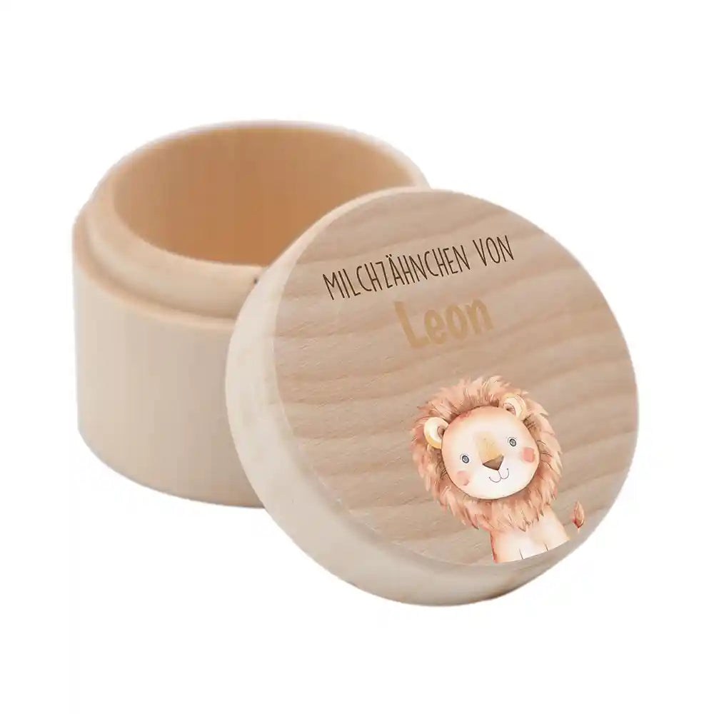 Zahndose Milchzähne personalisiert - Löwe Motiv