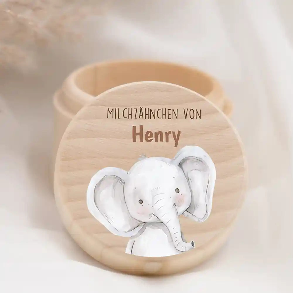Zahndose Milchzähne personalisiert Elefant