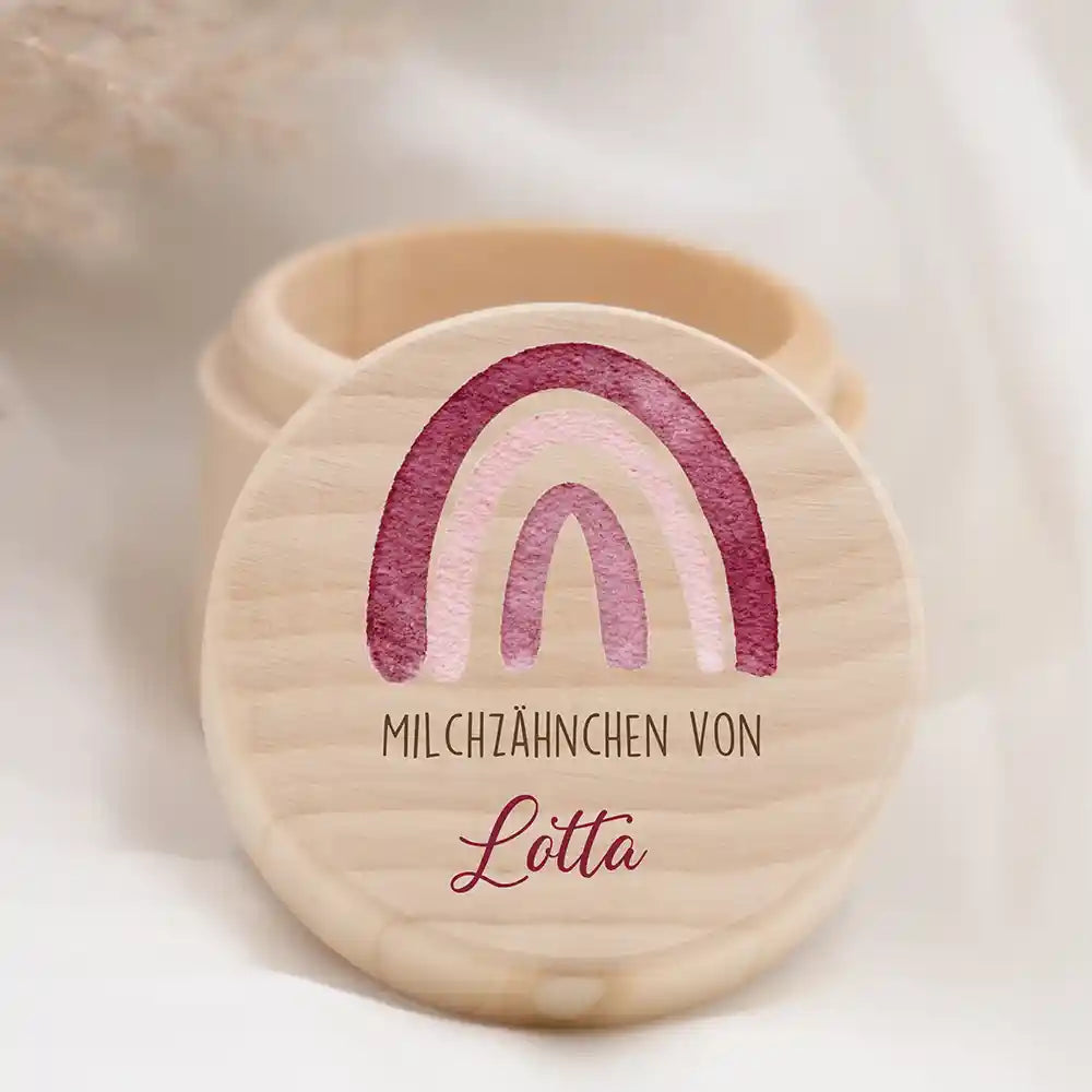 Zahndose Milchzähne personalisiert Regenbogen