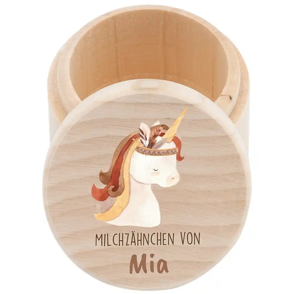 Zahndose Milchzähne personalisiert - Holz Zahnbox mit Wunschnamen - Löwe