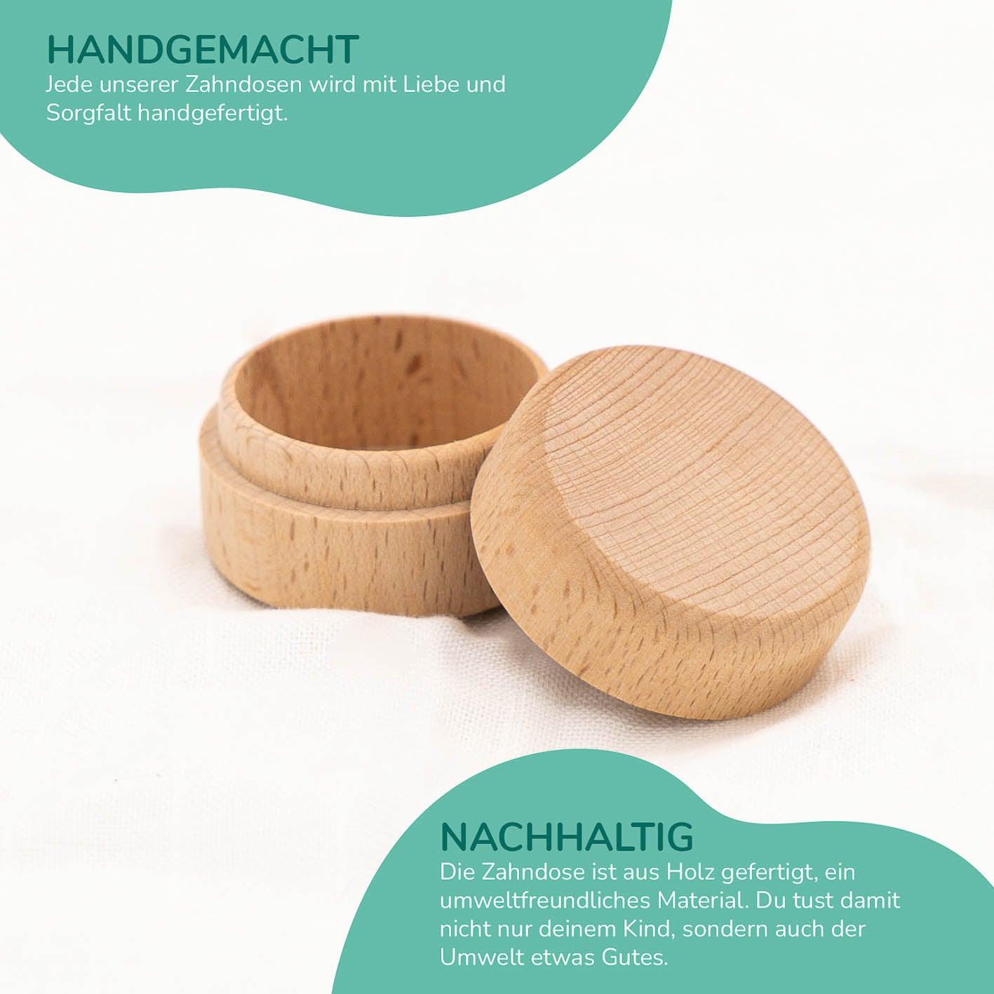 Milchzahndose personalisiert aus Holz Waldtiere