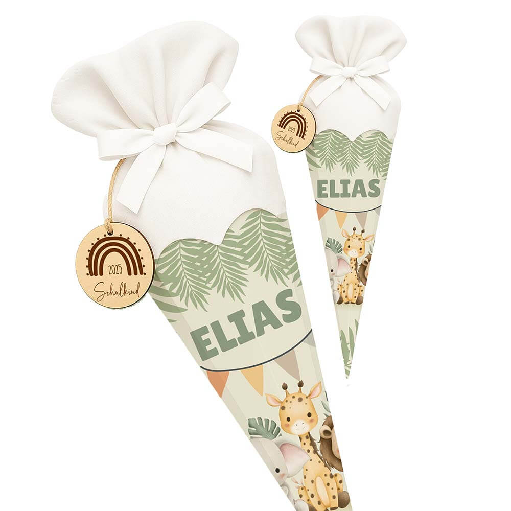 Personalisierte Schultüte mit Namen - wilde Safari