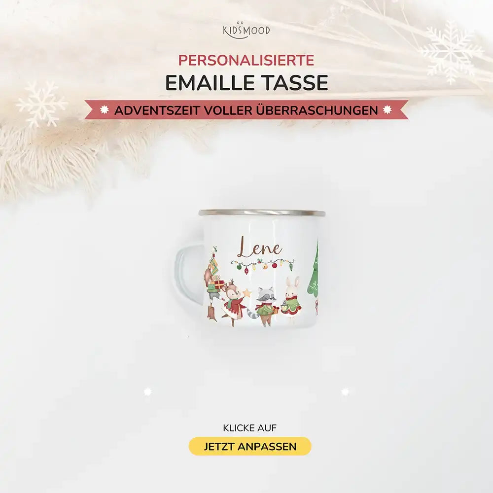 Emaille Tasse personalisiert Weihnachten - Frohe Weihnachten