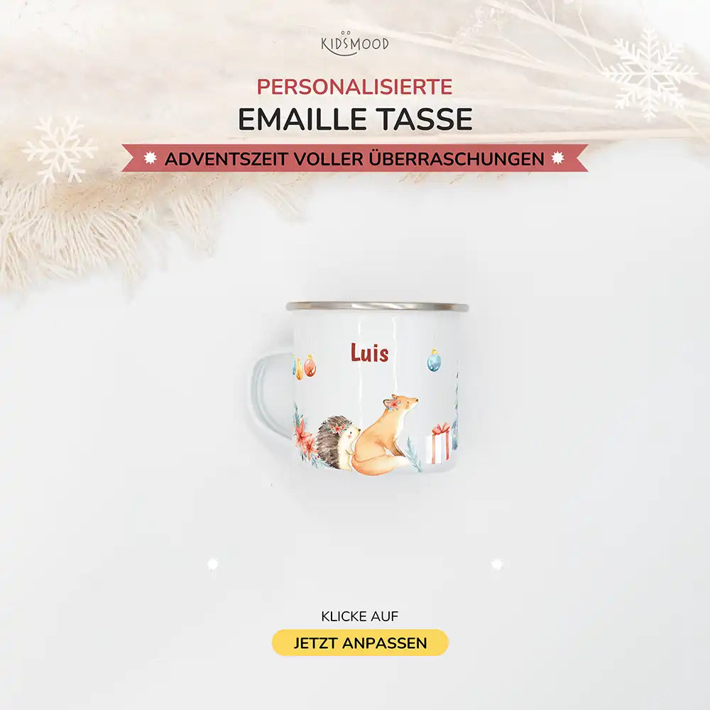 Emaille Tasse personalisiert Weihnachten - Weihnachtsglück