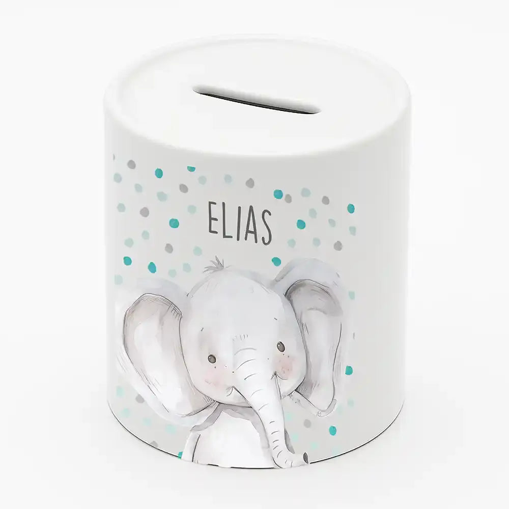 Spardose Kinder aus Keramik - Elefant mit Pünktchen